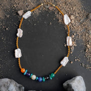 Çakra İnci Kolye Ametist, Dumanlı Kuvars, İnci, Lapis Lazuli, Sitrin