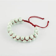 Yeşil Larimar 8mm Çift Sıra Makrome Doğal Taş Bileklik