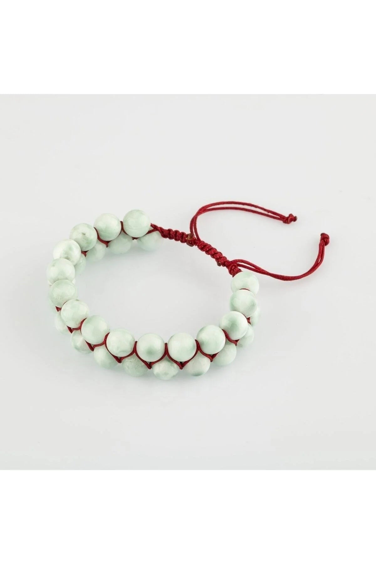 Yeşil Larimar 8mm Çift Sıra Makrome Doğal Taş Bileklik