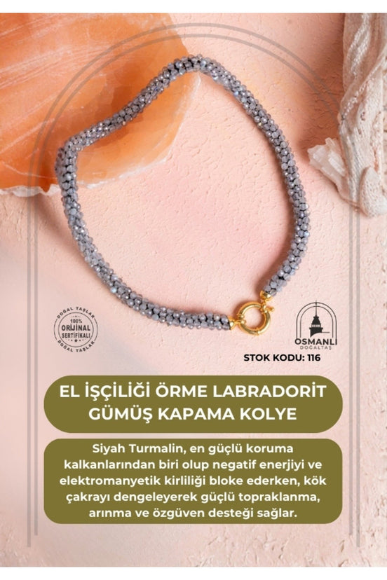 El İşçiliği Örme Labradorit Kapama Kolye (SK:116)