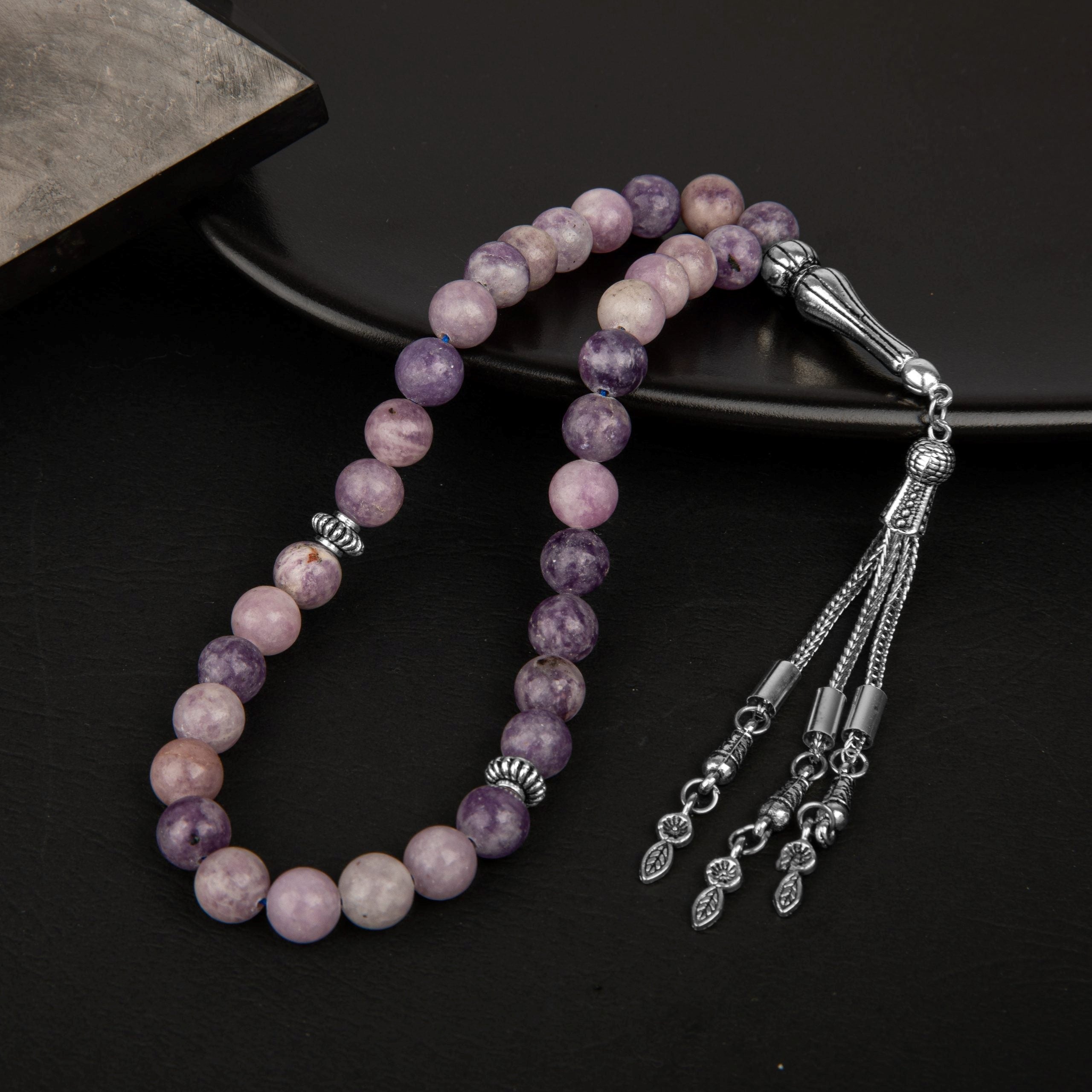 Lepidolit Doğal Taş Tesbih – 33’lük / 8 mm