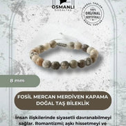 Fosil Mercan 8mm Merdiven Kapama Doğal Taş Bileklik