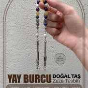 Yay Burcu Zaza Tesbih Doğal Taş Ametist, Kalsit, Labradorit, Lapis Lazuli, Sedef