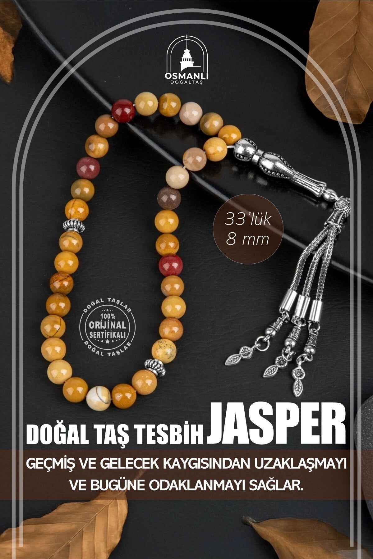 Jasper Doğal Taş Tesbih 33lük - 8mm