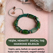 Yeşim, Hematit Doğal Taş Makrome Bileklik