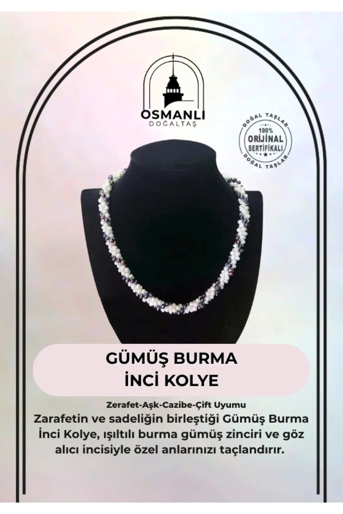 Hakiki Orijinal Gümüş Burma İnci Kolye