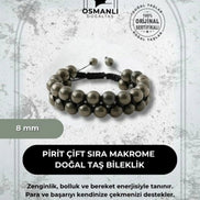 Pirit 8mm Çift Sıra Makrome Doğal Taş Bileklik
