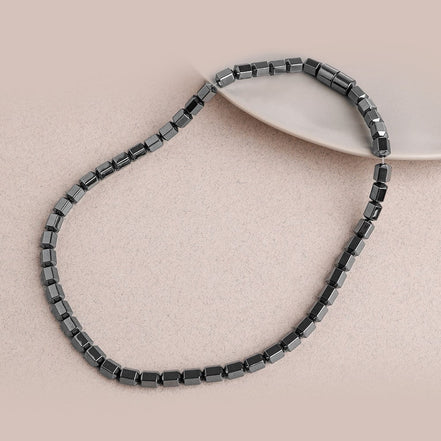 Hematit Doğal Taş Erkek Kolye – Özel Tasarım (50 cm)