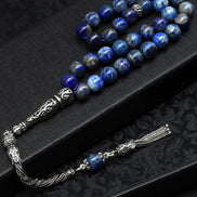 Lapis Lazuli Doğal Taş Tesbih 925 Ayar Gümüş – 8 mm Küre Kesim | 33’lü
