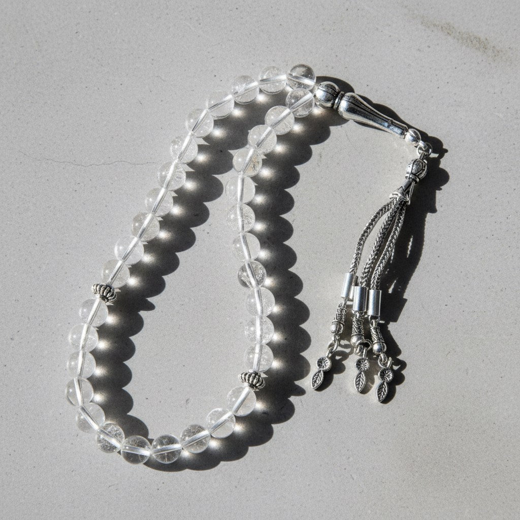Kristal Kuvars Doğal Taş Tesbih – 33’lük / 8 mm