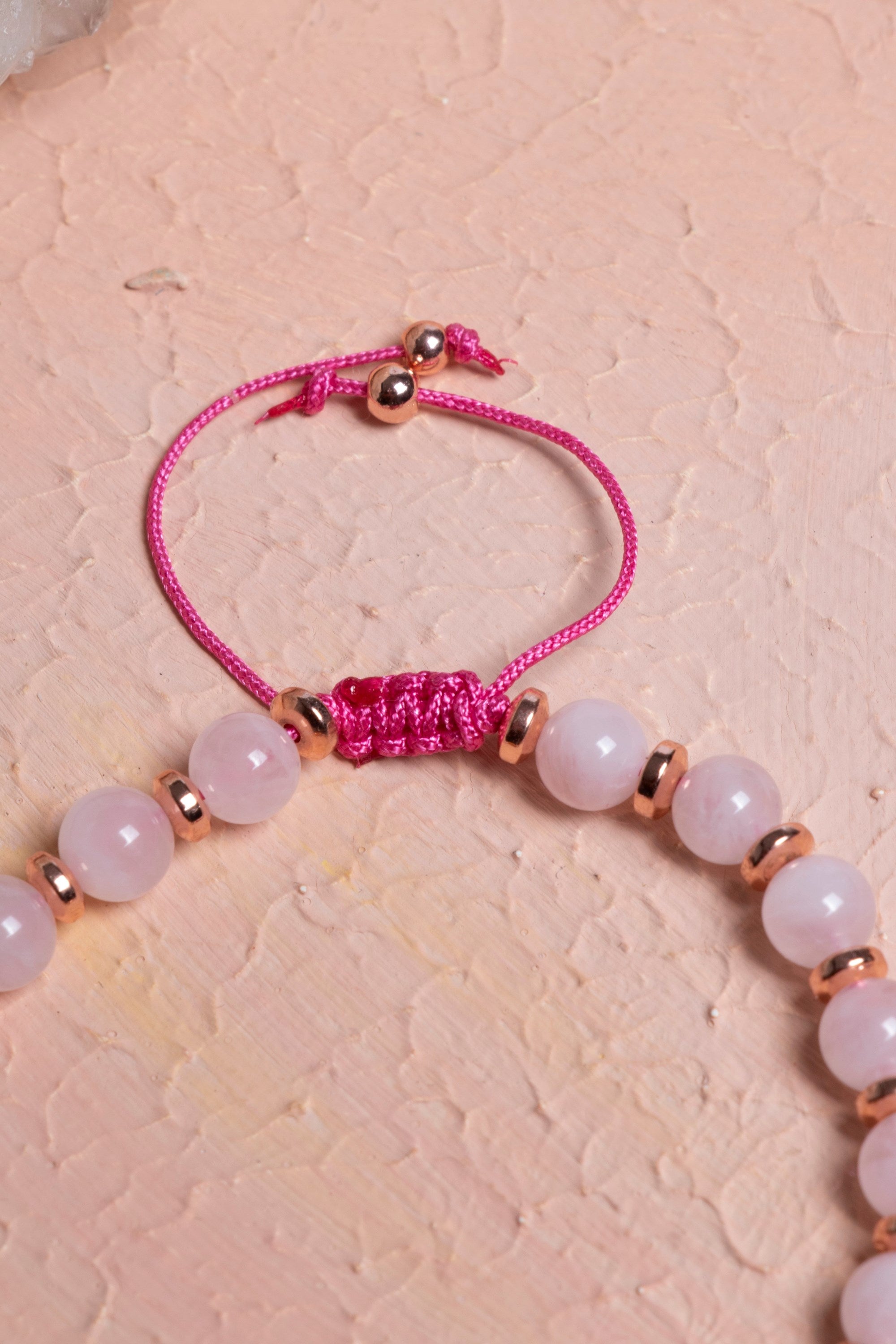 Pembe Kuvars ve Sitrin Fasetli Doğal Taş Bileklik – Unisex Şık Tasarım