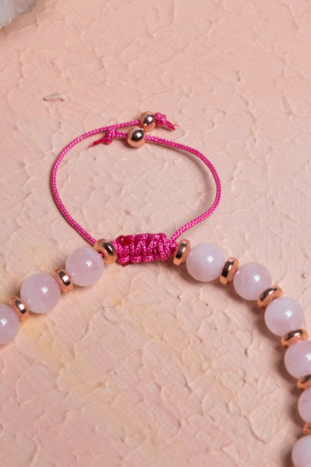 Pembe Kuvars ve Sitrin Fasetli Doğal Taş Bileklik – Unisex Şık Tasarım