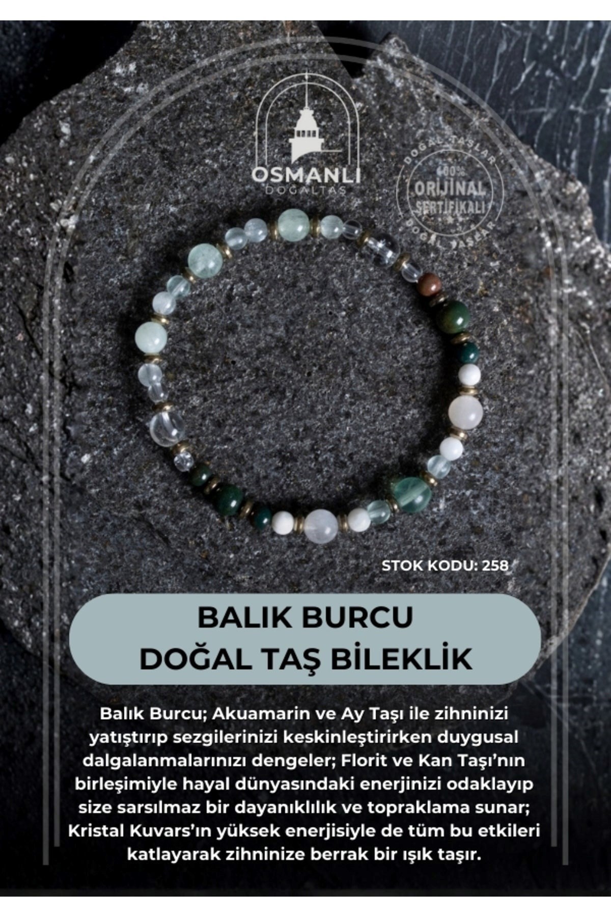 Balık Burcu Doğal Taş Bileklik (SK:258)