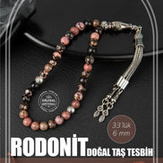 Rodonit Doğal Taş Tesbih 33lük - 6mm