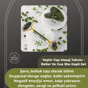 Yeşim Taşı Masaj Takımı - Roller ve Gua Sha Kapli Set