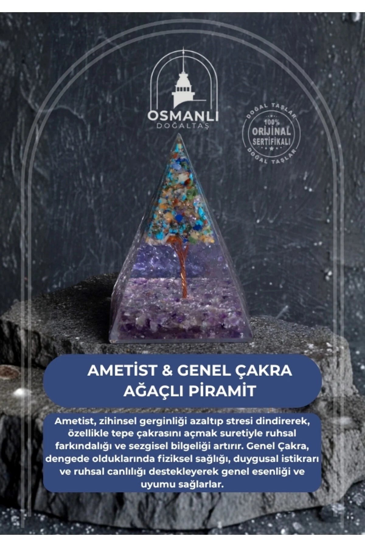 Ametist & Genel Çakra Ağaçlı Piramit
