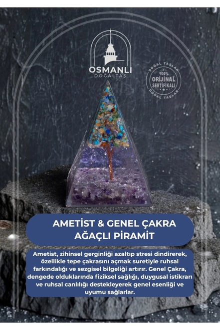 Ametist & Genel Çakra Ağaçlı Piramit