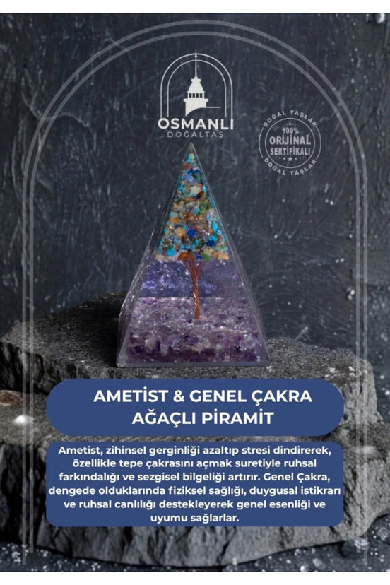 Ametist & Genel Çakra Ağaçlı Piramit