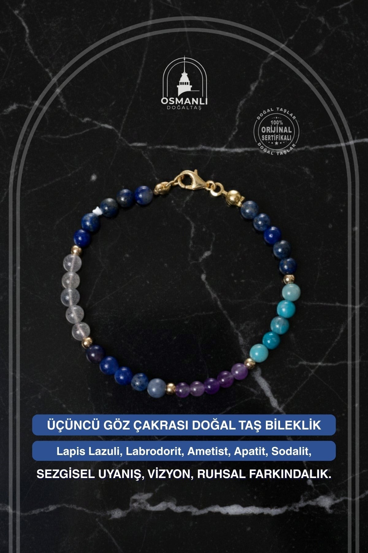 Üçüncü Göz Çakrası Doğal Taş Bileklik