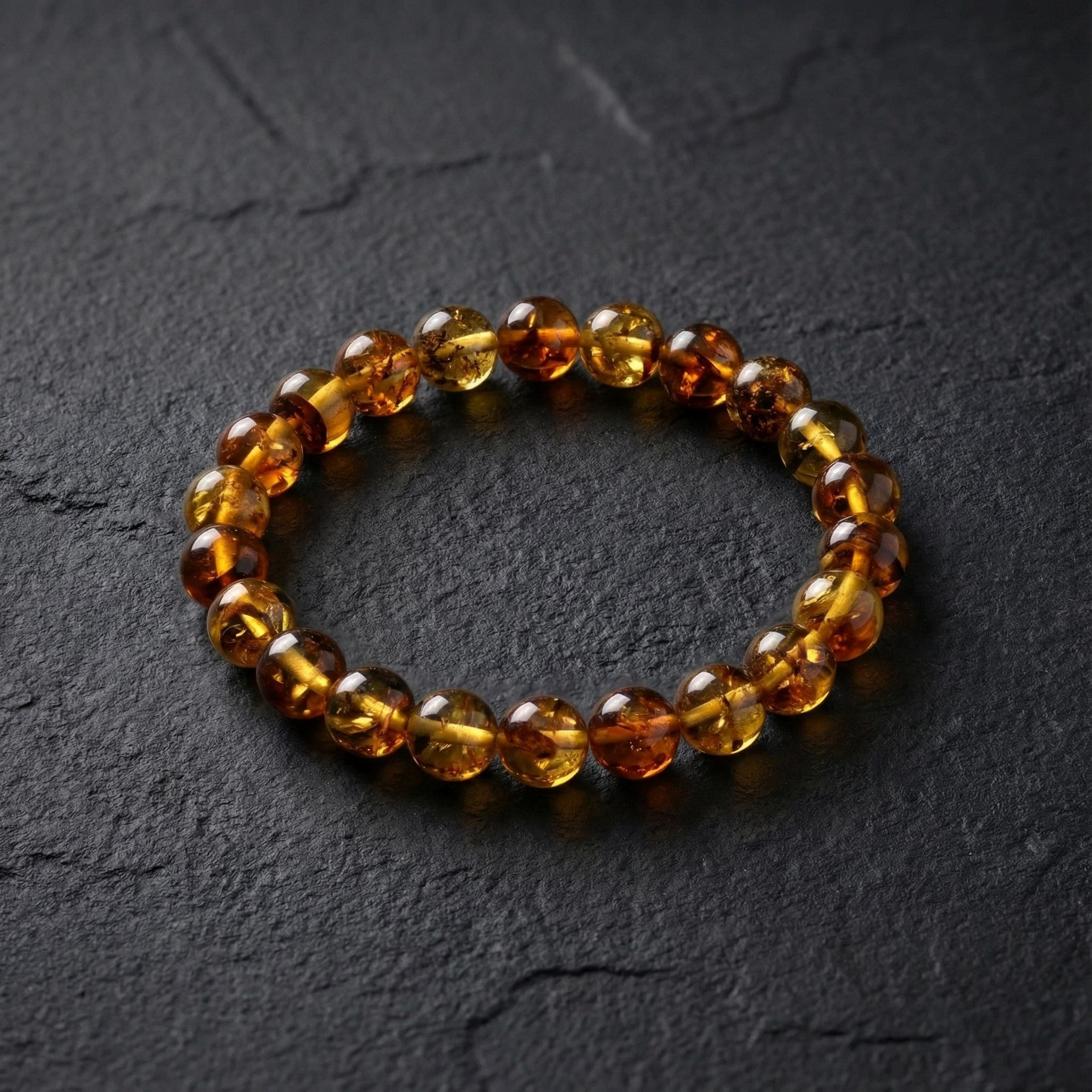 Kaya Fosil Damla Kehribar Bileklik – 8 mm