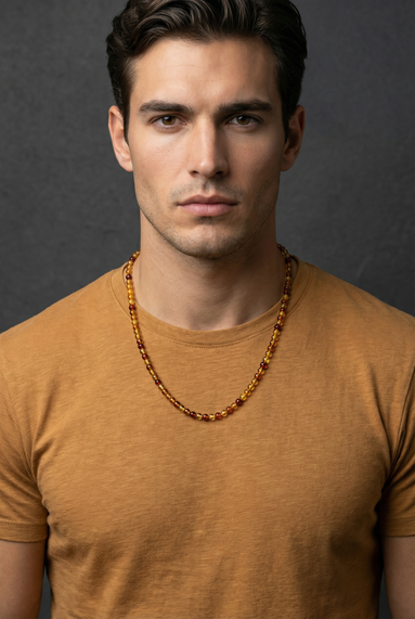 Sertifikalı Kaya Damla Kehribar 4 mm Kolye – 45 cm