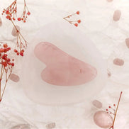 Pembe Kuvars Taşı Gua Sha Yüz Masaj Taşı Kalpli