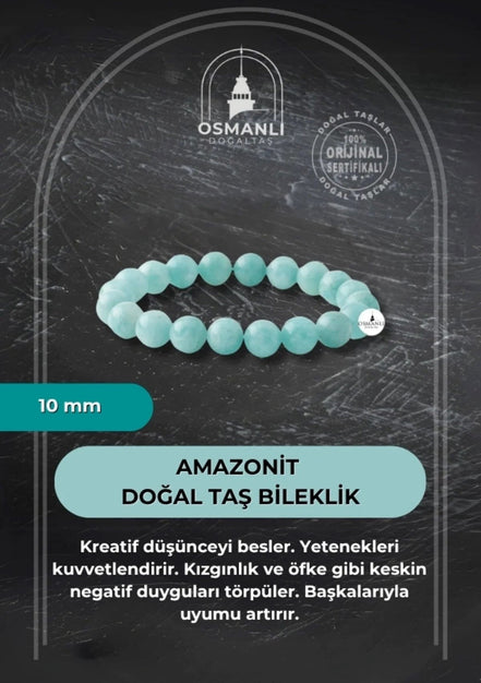 Amazonit 10mm Doğal Taş Bileklik