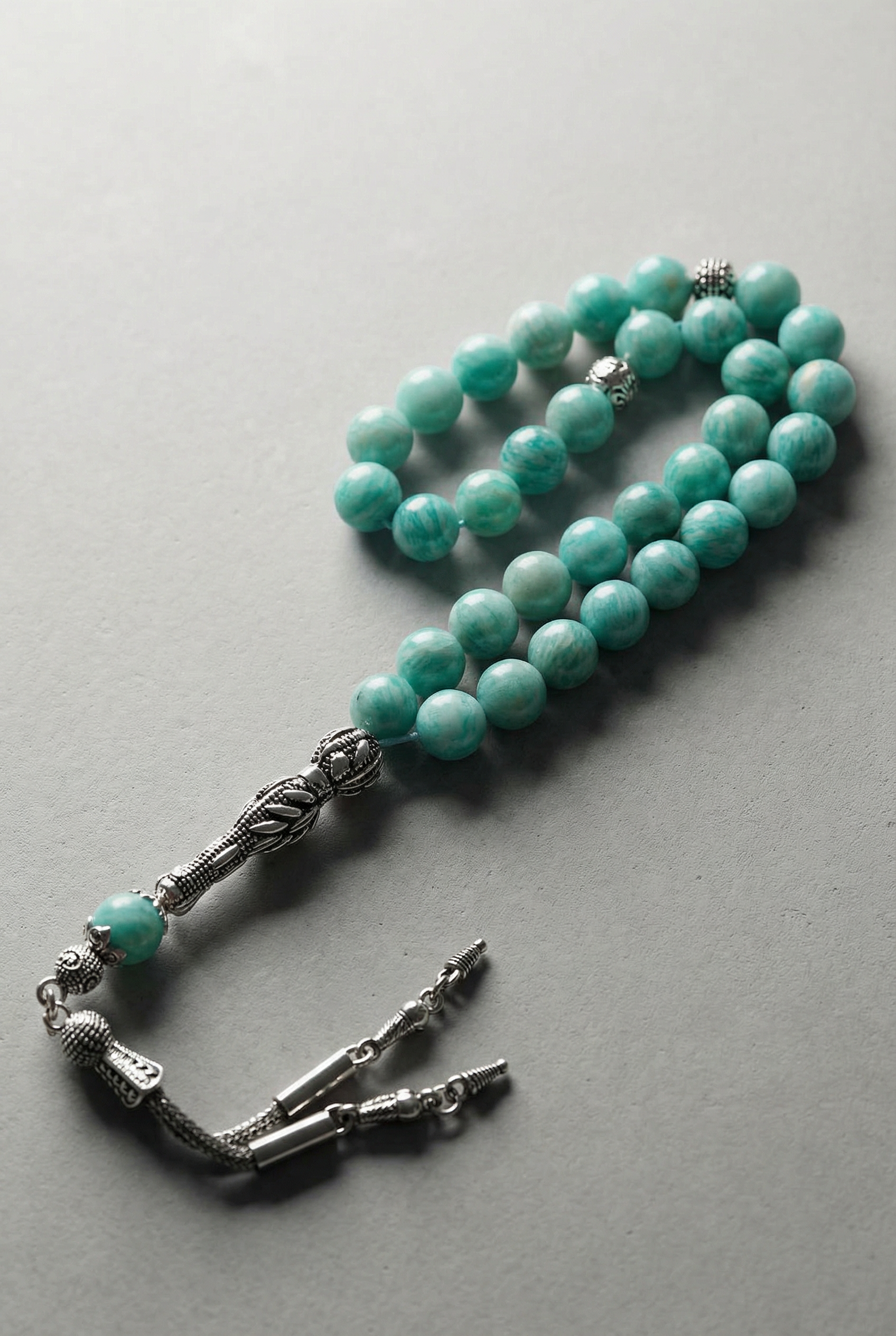 Amazonit Doğal Taş Tesbih – 8 mm Küre Kesim