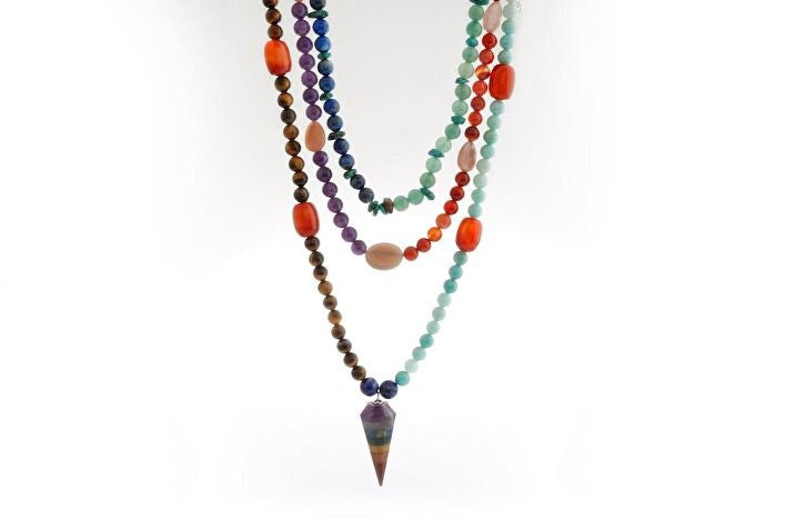 Etiyopya, Akik-Ametist-Lapis-Kaplangözü-Aventurin-Amazonit Doğal Taş Kolye