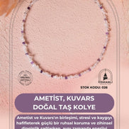 Sertifikalı Ametist, Kuvars Doğal Taş Kolye (SK:026)