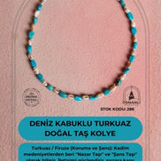 Sertifikalı Deniz Kabuklu Turkuaz Doğal Taş Kolye (SK:286)