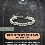 Sedef Beyaz 4mm Çift Sıra Doğal Taş Bileklik