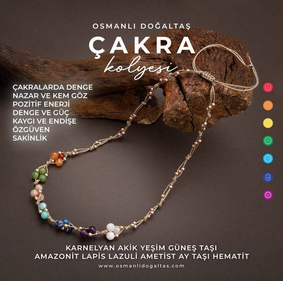 Çakra Doğal Taş Kolye ve Bileklik-Ay Taşı-Ametist-Lapis-Amazonit-Güneş Taşı-Yeşim-Akik