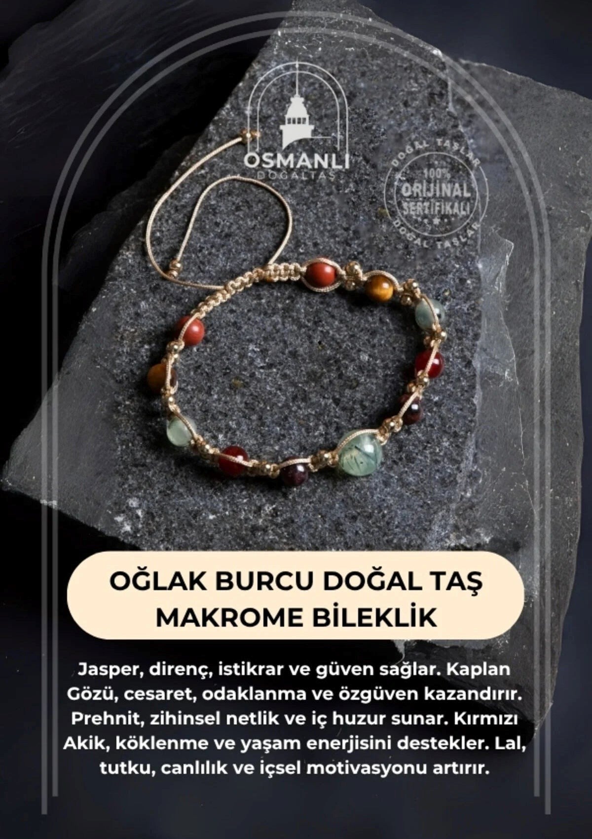 Oğlak Burcu Doğal Taş Makrome Bileklik