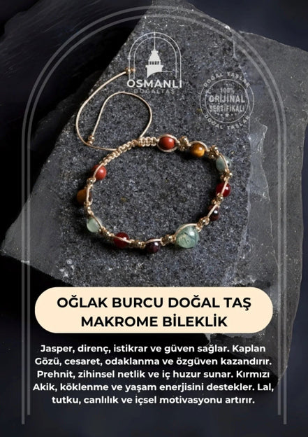 Oğlak Burcu Doğal Taş Makrome Bileklik