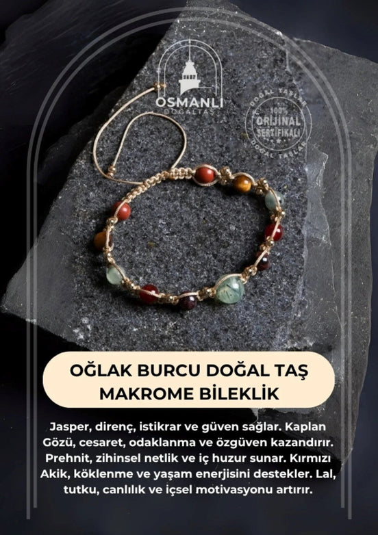 Oğlak Burcu Doğal Taş Makrome Bileklik