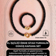 El İşçiliği Örme Siyah Turmalin Kapama Set (SK:112)