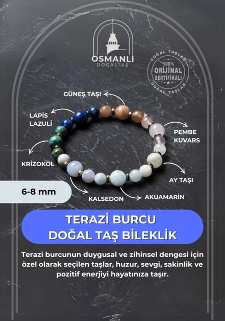 MuhammedMasumCo Terazi Burcu Doğal Taş Bileklik