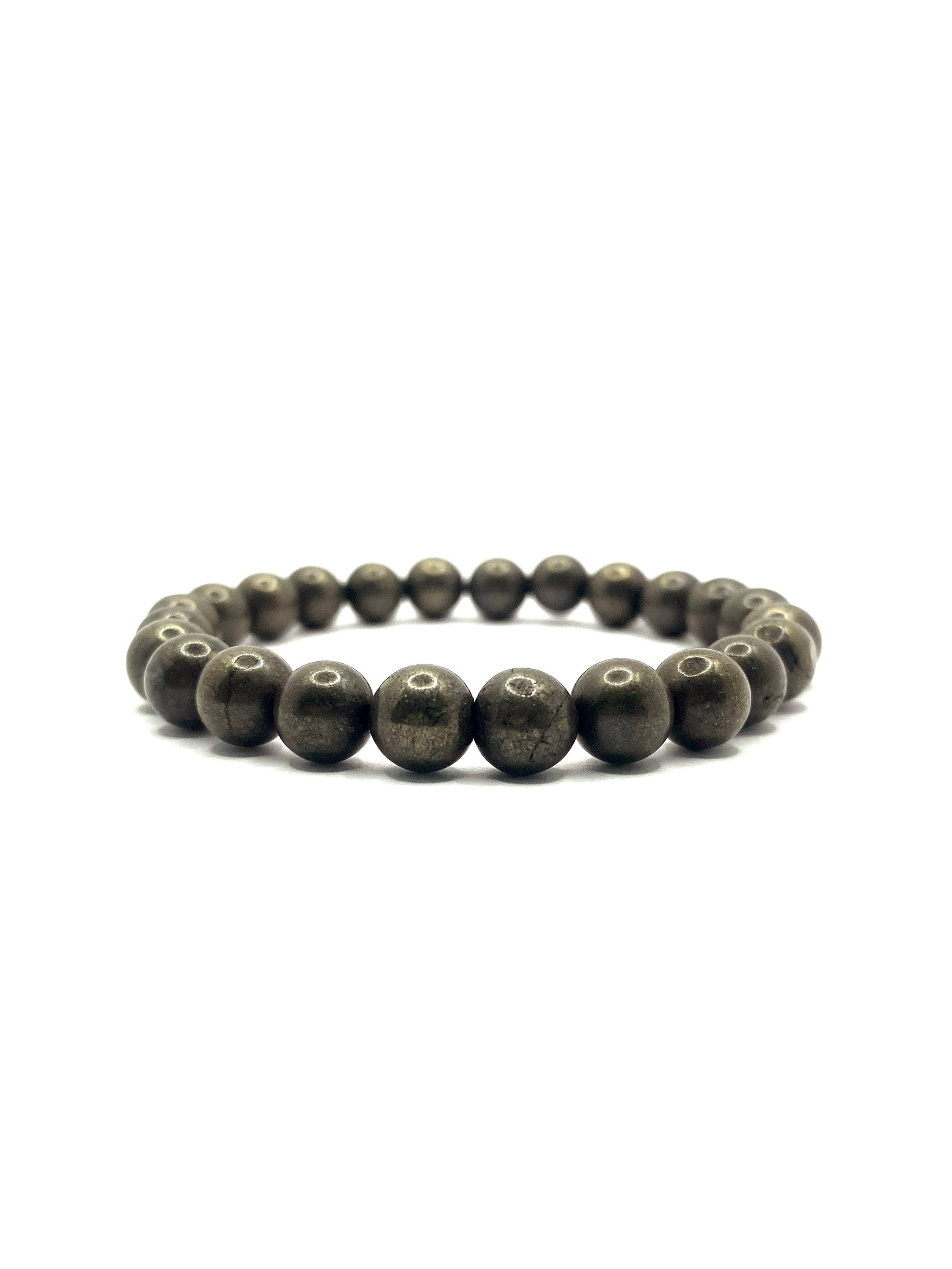 Pirit Doğal Taş Bileklik – 8 mm Misinalı, Unisex Tasarım
