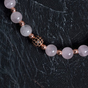 Pembe Kuvars ve Hematit Doğal Taş Bileklik – Unisex Şık Tasarım