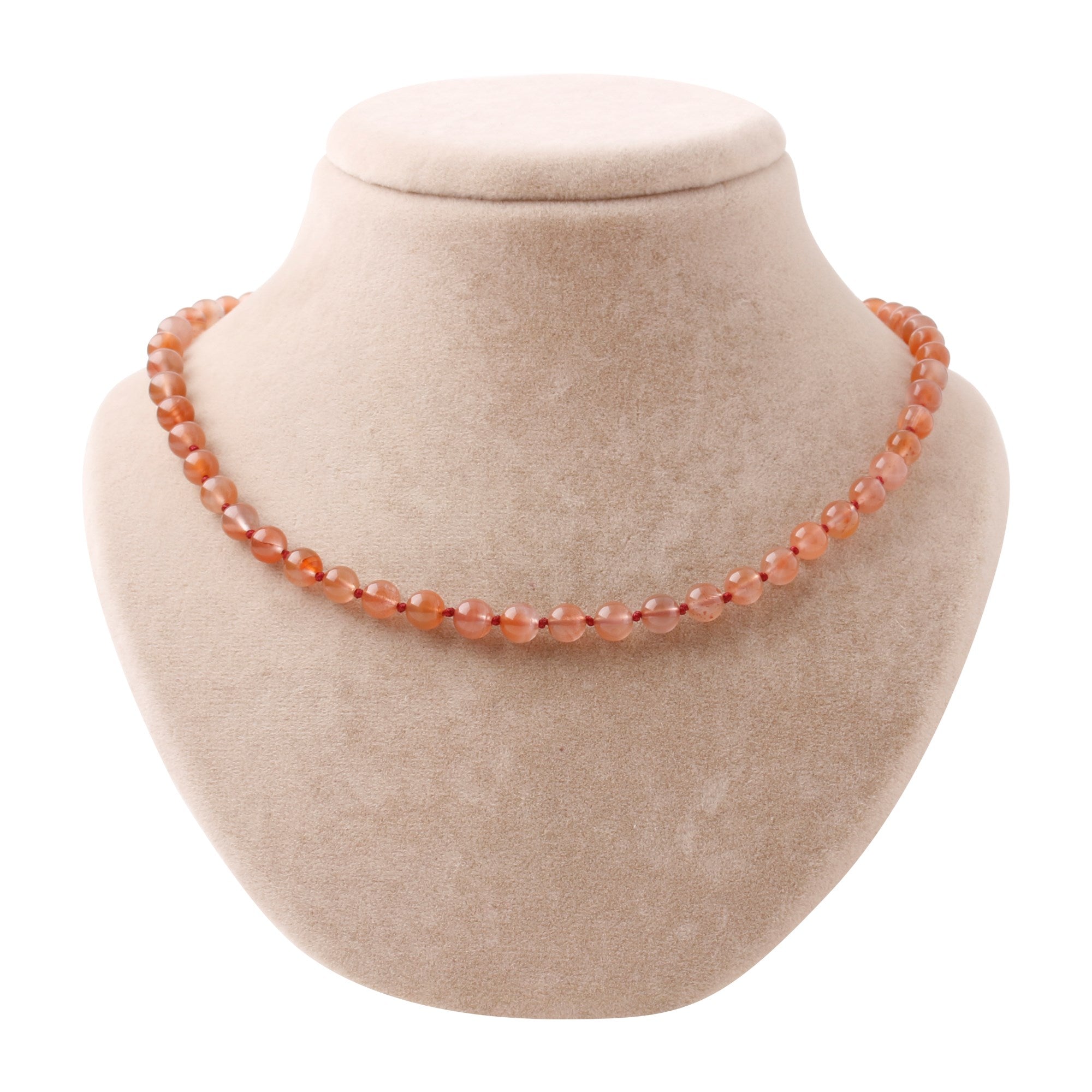 Yemen Akiği 6 mm Düğümlü Doğal Taş Kolye – Unisex El İşçiliği (50 cm)