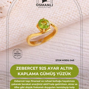 Zebercet 925 Ayar Altın Kaplama Gümüş Yüzük (SK:543)