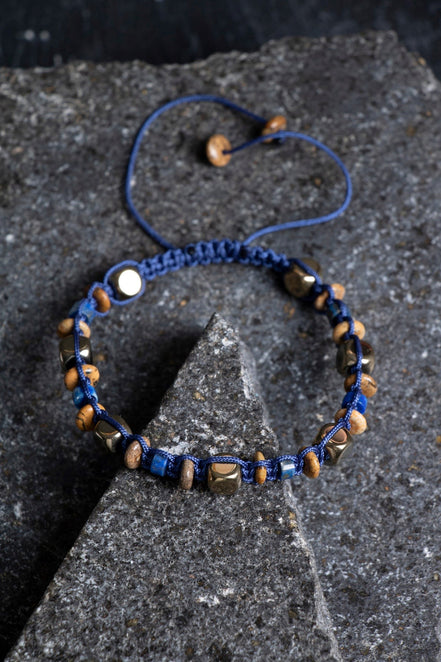 Jasper, Lapis Lazuli, Hematit Doğal Taş Makrome Bileklik (SK:364)