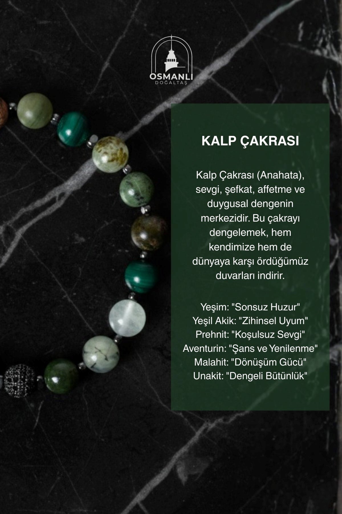 Kalp Çakrası Doğal Taş Bileklik