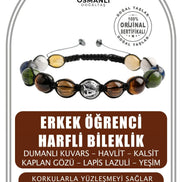 Erkek Öğrenci Doğal Taş Harfli Bileklik