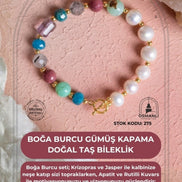Boğa Burcu Gümüş Kapama Doğal Taş Bileklik (SK:275)