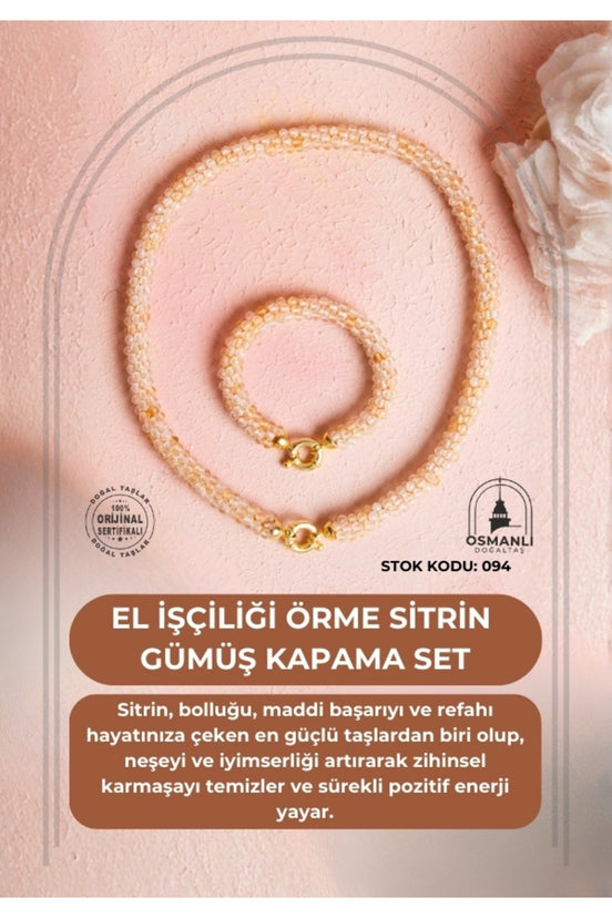 El İşçiliği Örme Sitrin Gümüş Kapama Set (SK:094)