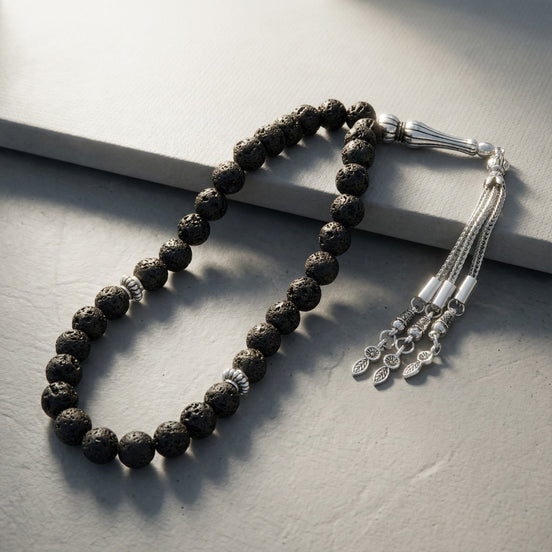 Siyah Lav Taşı Doğal Taş Tesbih – 33’lük / 8 mm