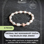 Orijinal İnci Rodokrozit Doğal Taş Bileklik-Dişil Enerji