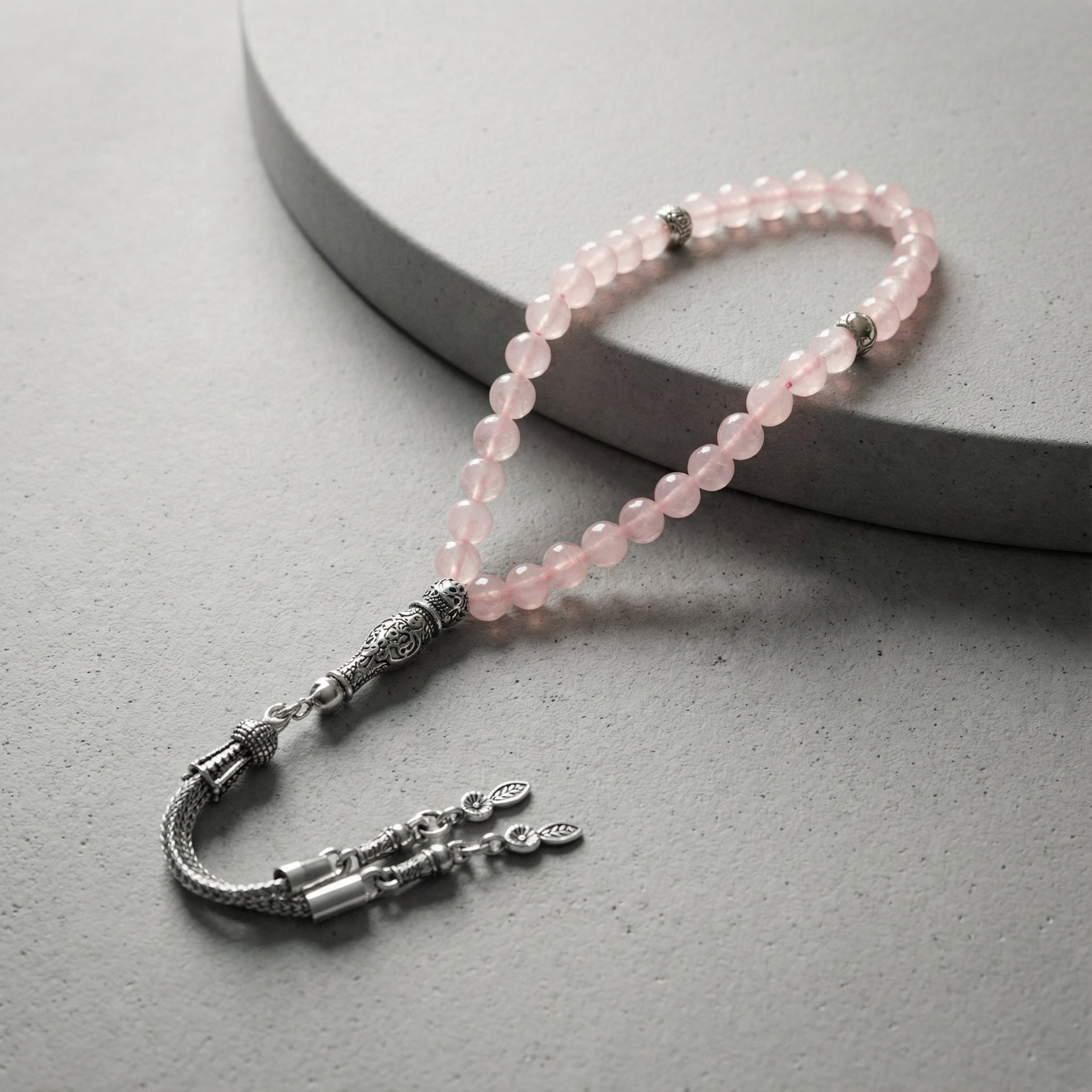 Pembe Kuvars (Gül Kuvars) Doğal Taş Tesbih – 33’lük / 6 mm